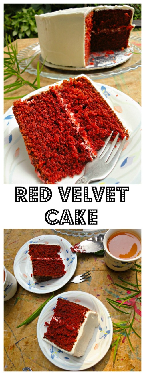 Red Velvet Cake with Whipped Cream Cheese Frosting! Soft and moist; sweet with a hint of tanginess.