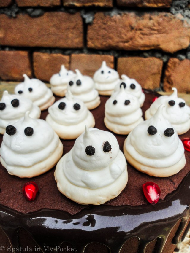 Meringue Ghosts. They’re crunchy on the outside, and soft and mallowy on the inside.